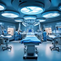 Interior view of operating room Generative AI